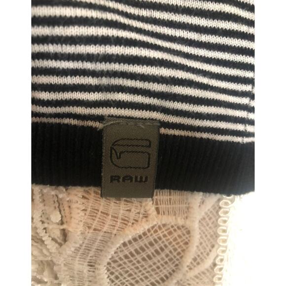 G - Star Raw V neck sweater striped black & white long fitted size large - Picture 7 of 12